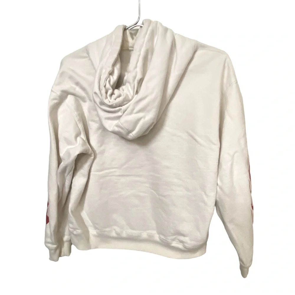 Retro John Galt Brandy Melville White & Ref Flame Sleeves Hoodie OS - Picture 3 of 9